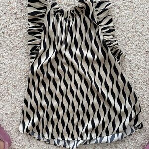 Mine Black and Cream Ruffle Blouse